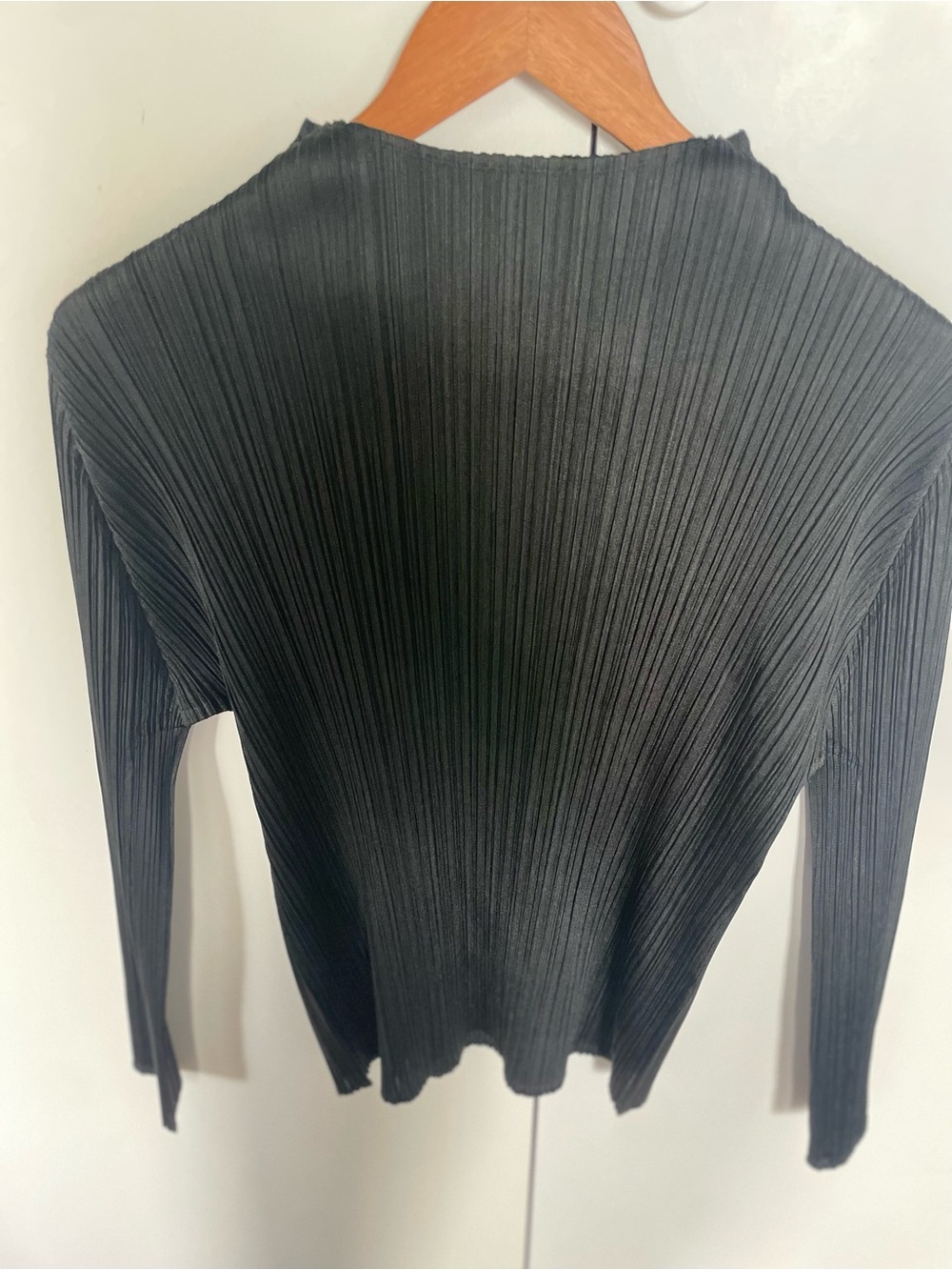 Issey Miyake Black Pleated Long Sleeve Top